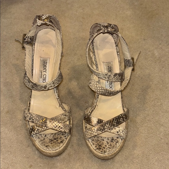 Jimmy Choo Snakeskin Wedge Sandals - Picture 1 of 6